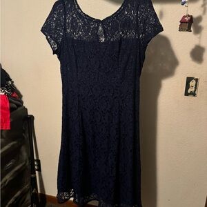 Elegant Navy Lace Dress